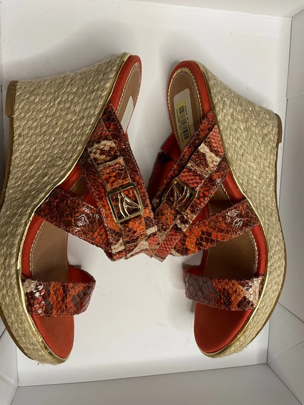 SPERRY TOPSIDER Maris Jute wedge python snakeskin sandal